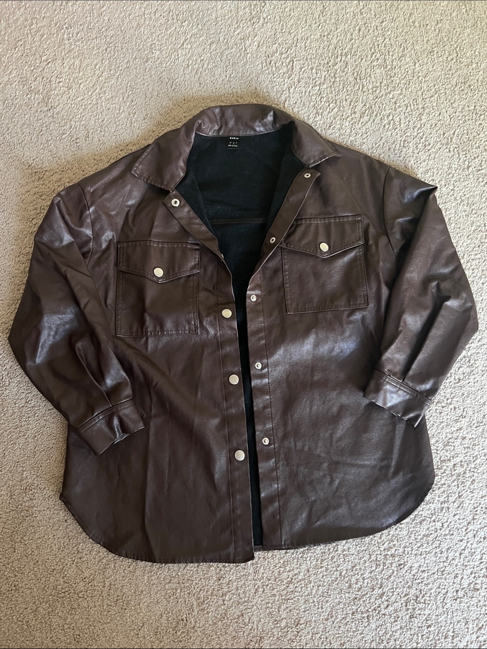 Faux Leather Shacket Jacket
